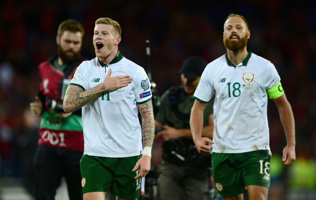  during the FIFA 2018 World Cup Group D  Qualifier between Wales and Republic of Ireland at the Cardiff City Stadium on October 9, 2017 in Cardiff,...