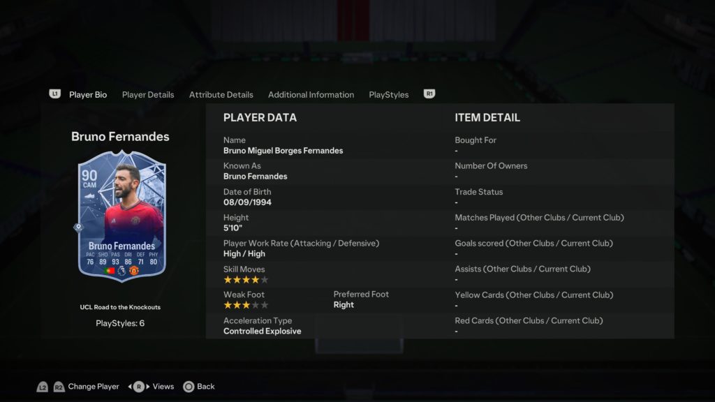 Screenshot of fernandes in ea fc