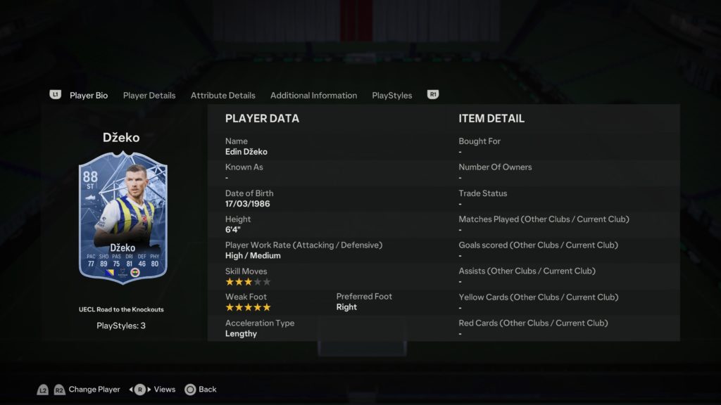 Screenshot of dzeko in fc 24