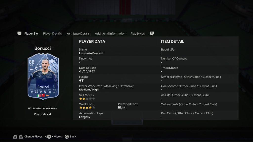 Screenshot of bonucci in fc 24