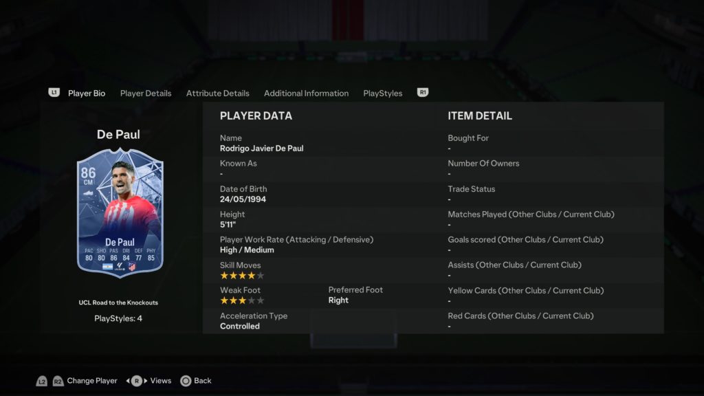 Screenshot of de paul in fc 24