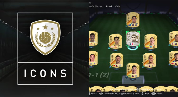 Left image is the Icon logo Right image is a squad image with icon Zidane in