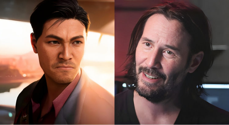 Left image MK1 Kenshi, right image Keanu Reeves talking about Cyberpunk 2077