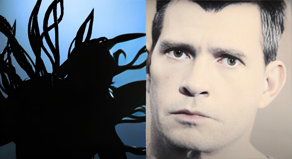 Left image Peter Parker Symbiote suit, right image Sandman wanted picture in Sam Raimi Spider-Man 3