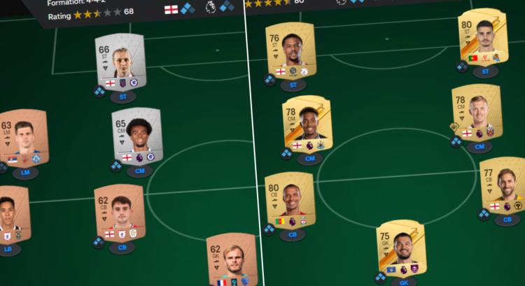 Left and right image screenshot of EA FC 24 web app from Max Wilkins' account