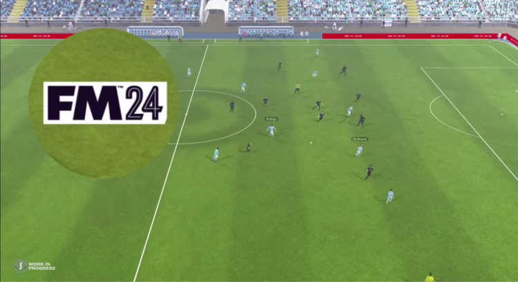 Football Manager 24 gameplay screenshot and logo