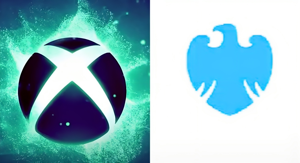 Left image Xbox logo, right image Barclays logo